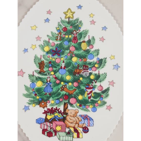 Nikko Ornament Fine China 5" Christmas Scalloped Hanging Tree Japan x2 Vintage - Picture 3 of 8